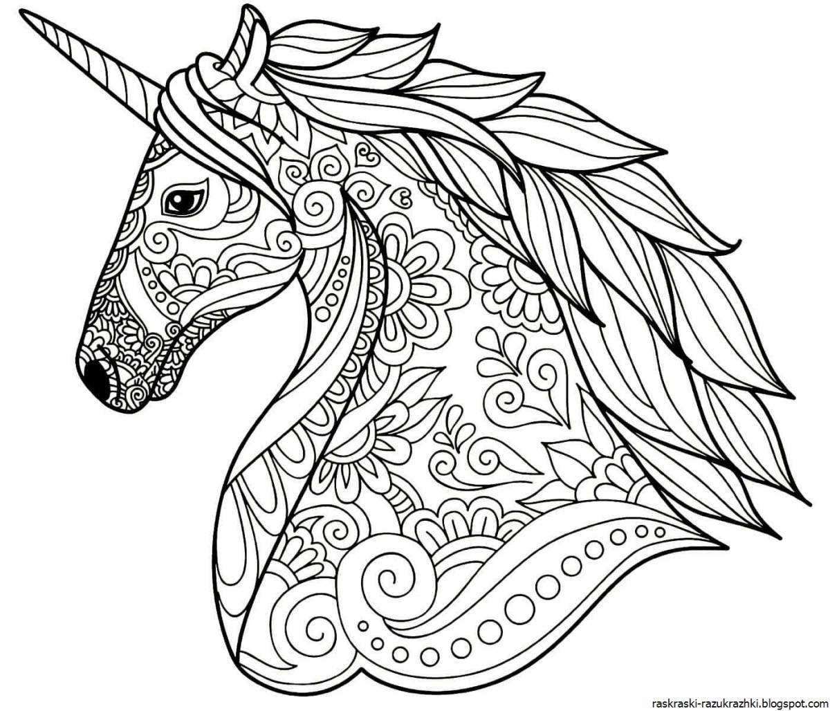 Shiny unicorn coloring pages for girls