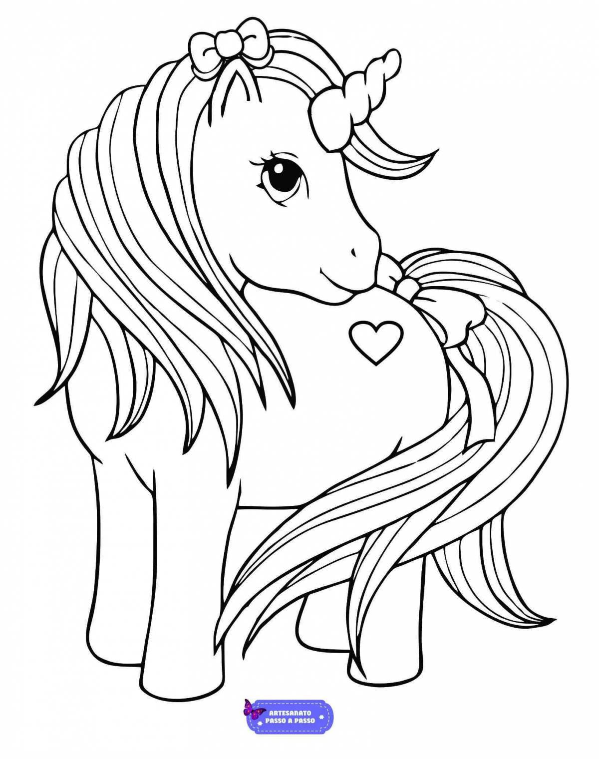 Playful coloring unicorns for girls