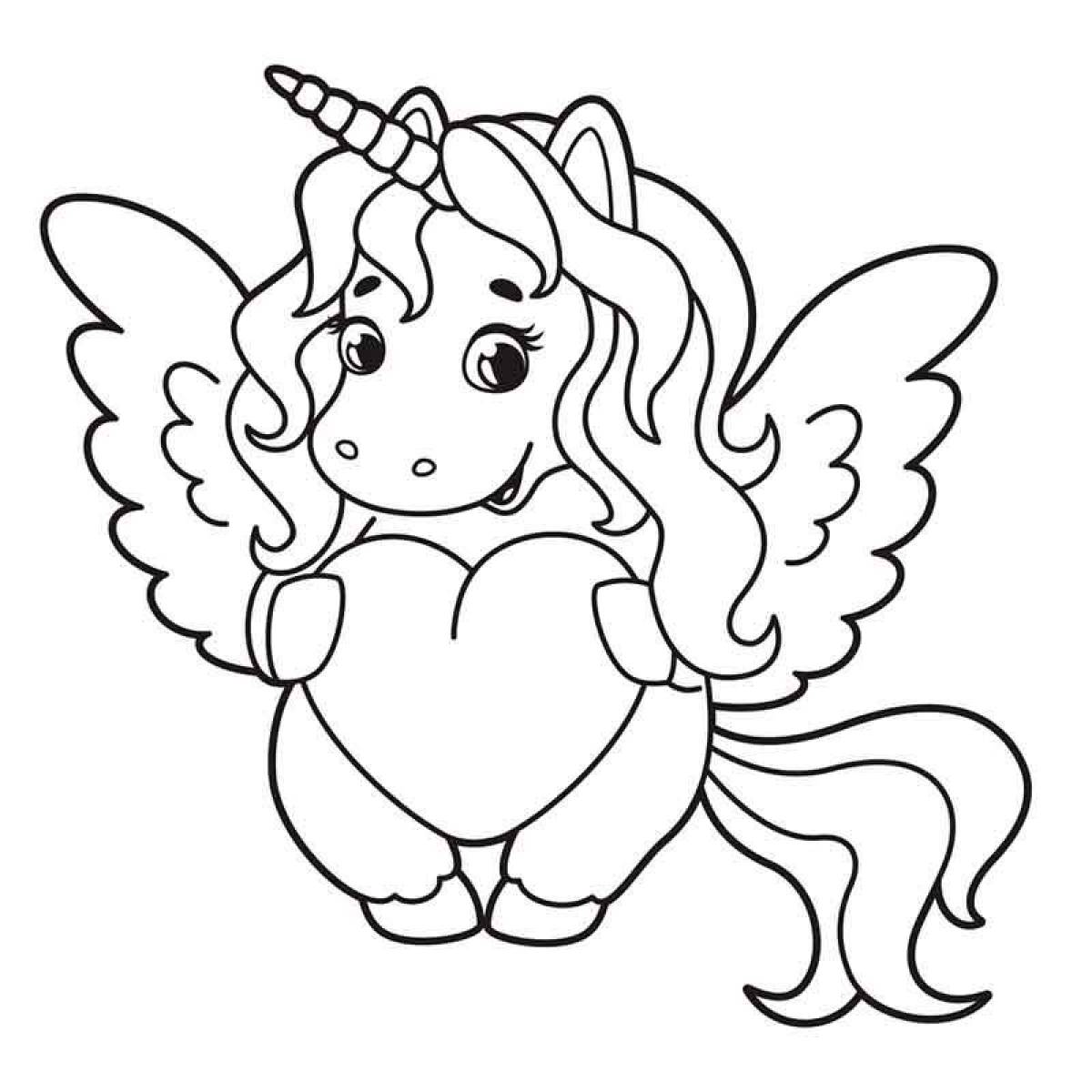 Glittering unicorn coloring pages for girls
