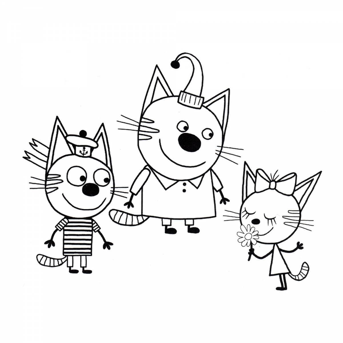 Charming coloring 3 cats