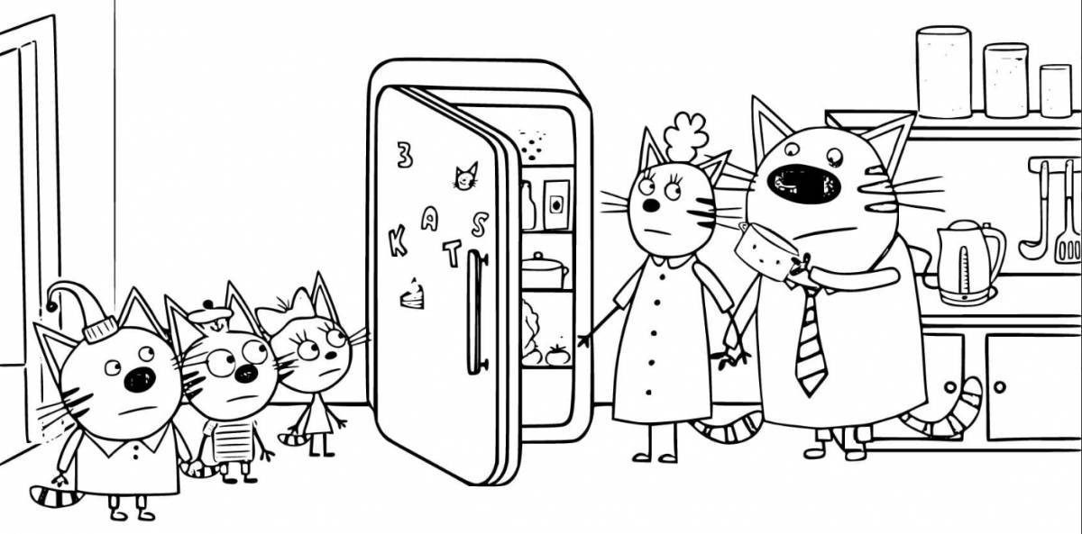 Coloring page dazzling 3 cats