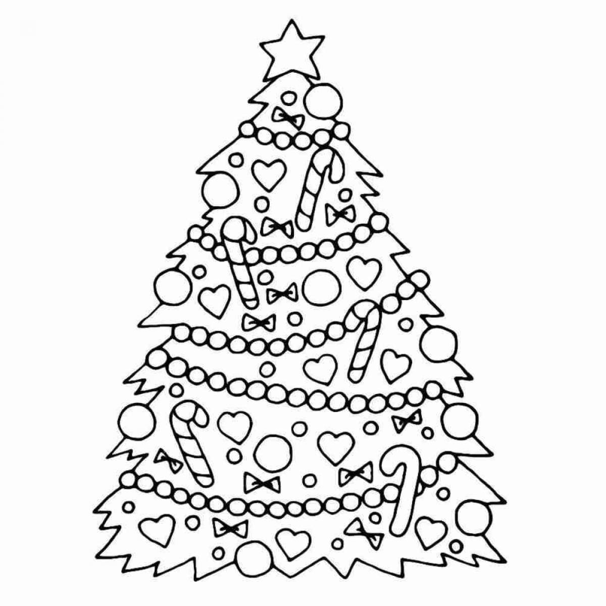 Colourful Christmas tree coloring book