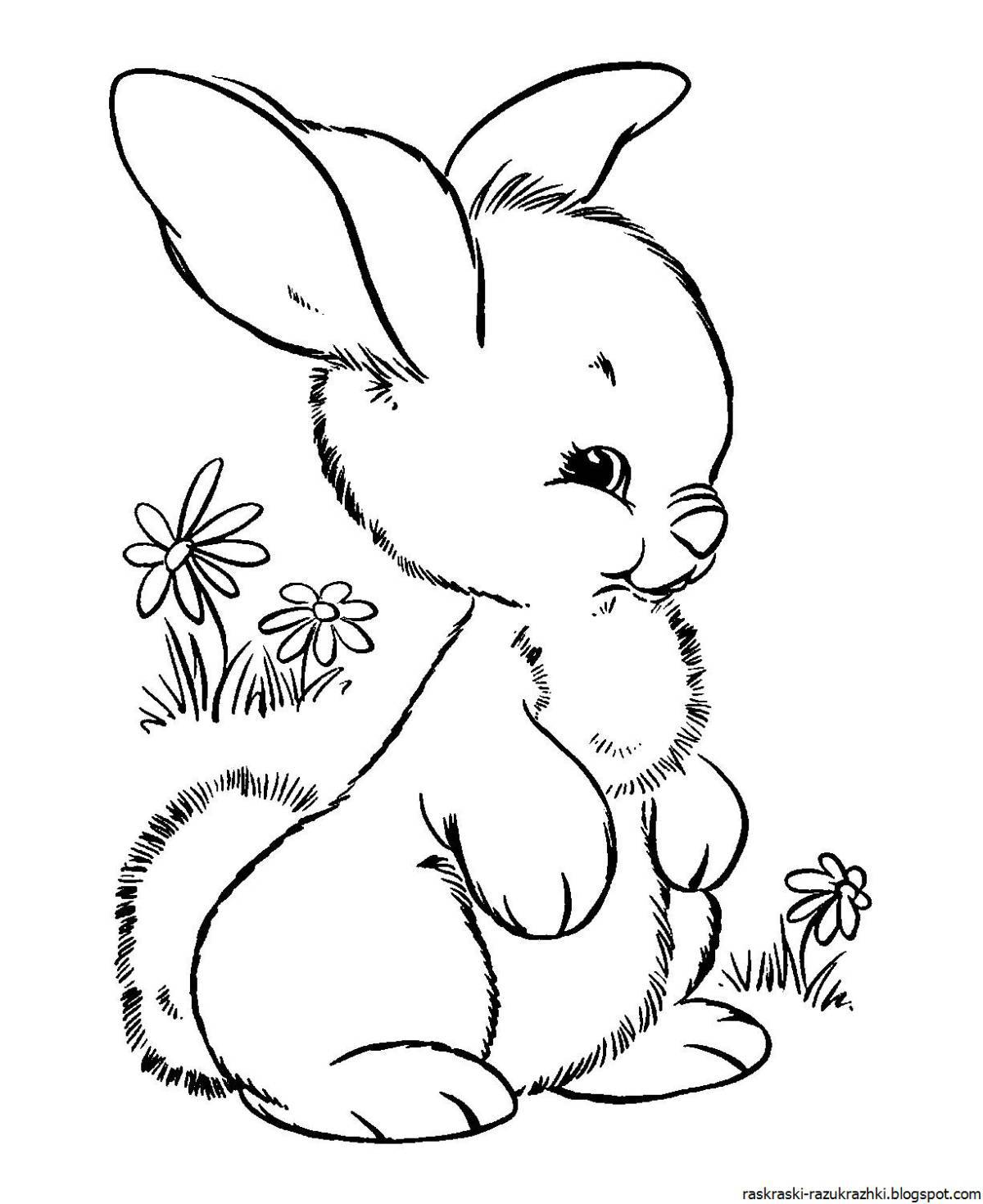 Раскраска сияющий заяц для детей