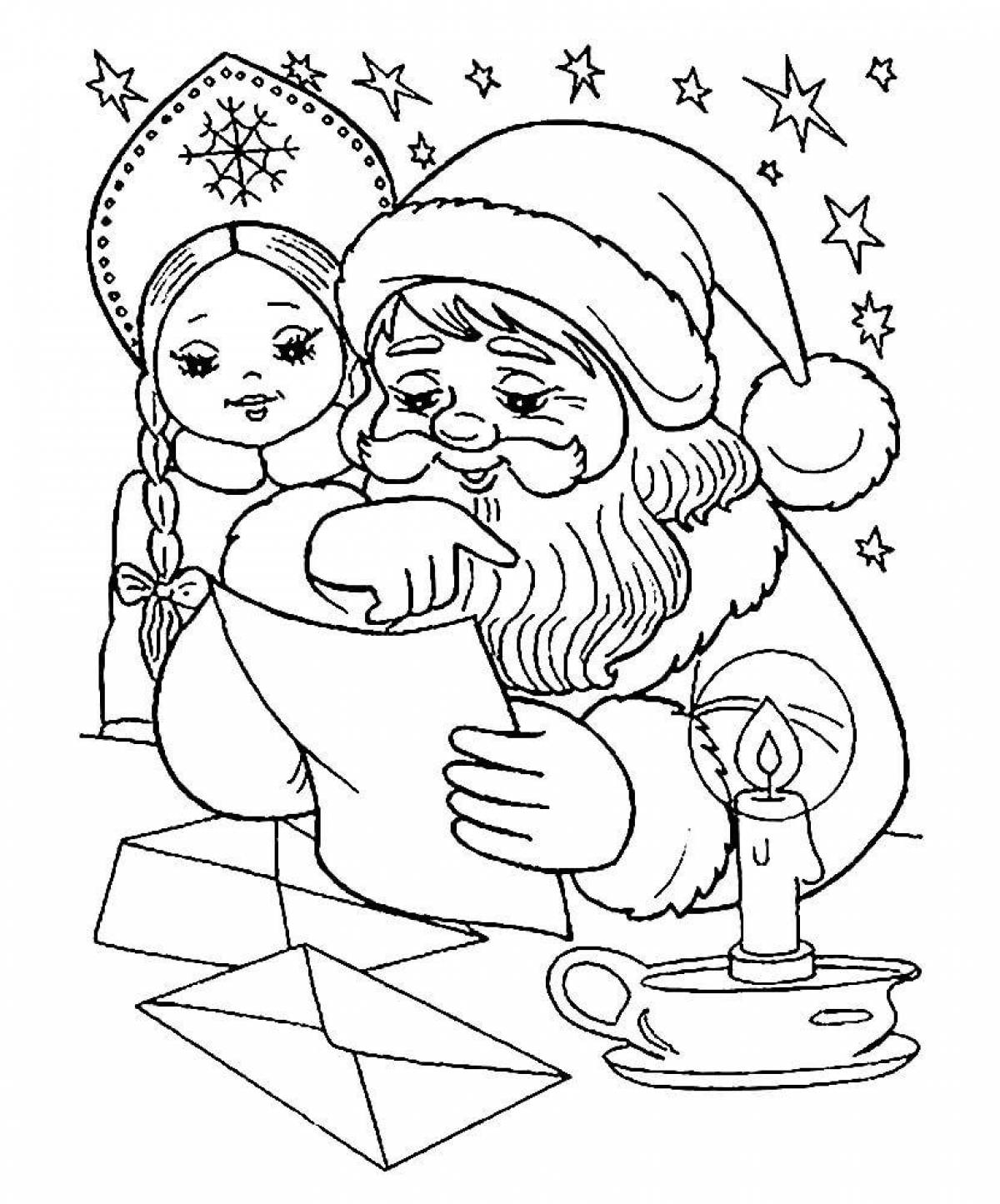 Coloring cute santa claus