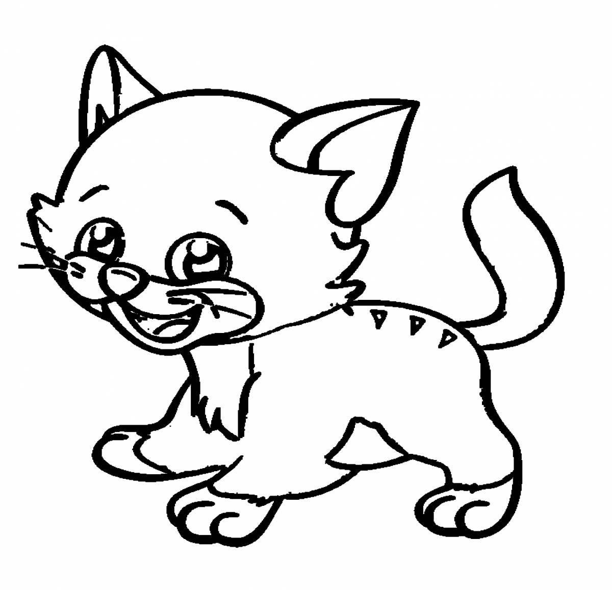 Wiggly coloring page doggie kitties