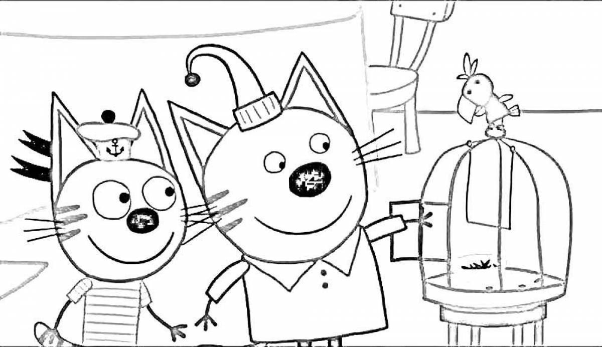 Раскраска веселые три кота