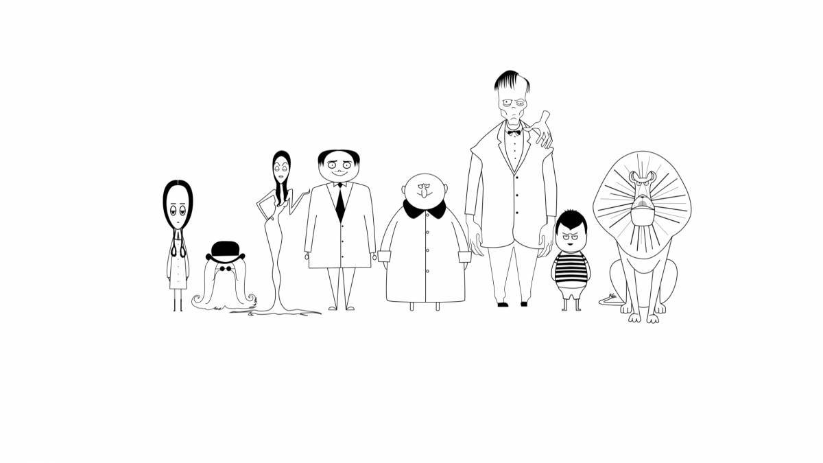 Playful addams family coloring page