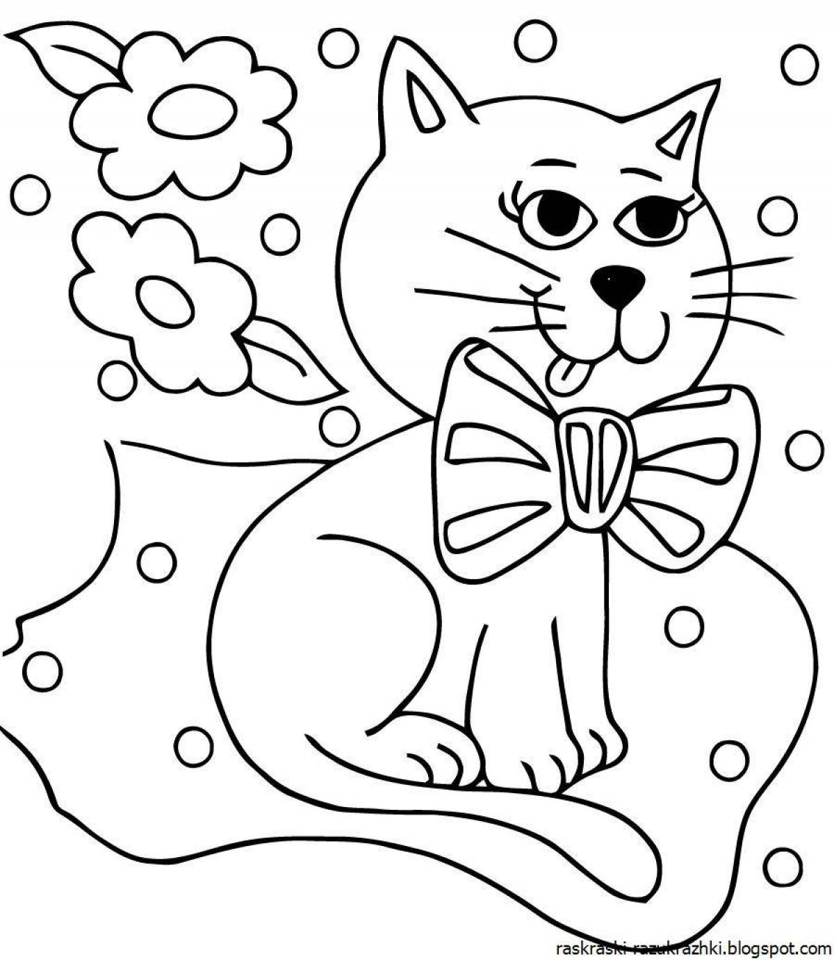 Fluffy cat coloring pages for kids
