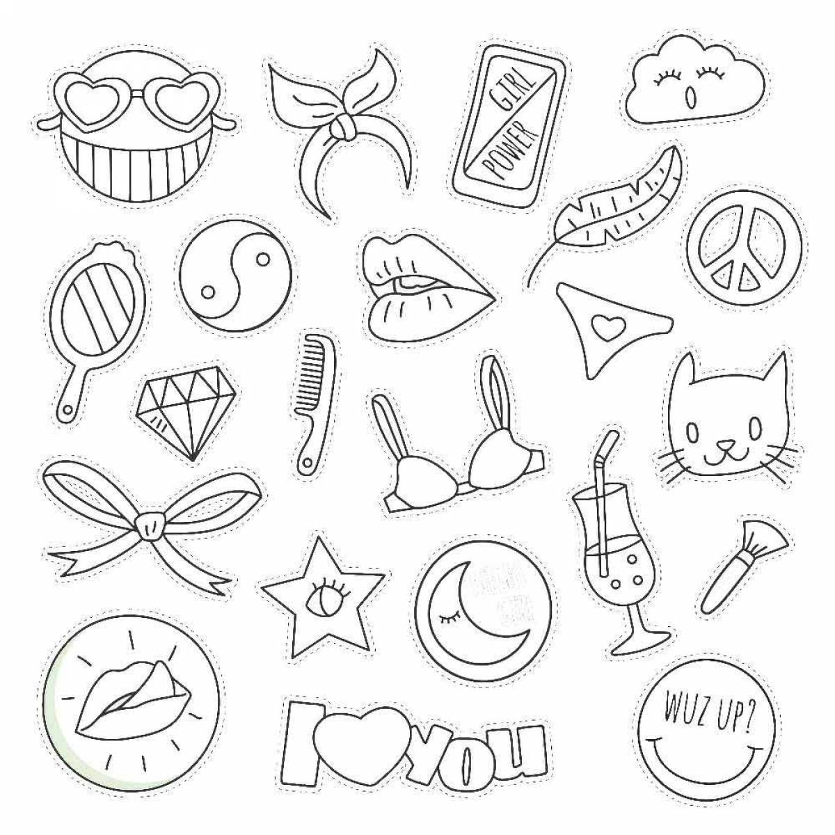 Amazing stickers for coloring pages