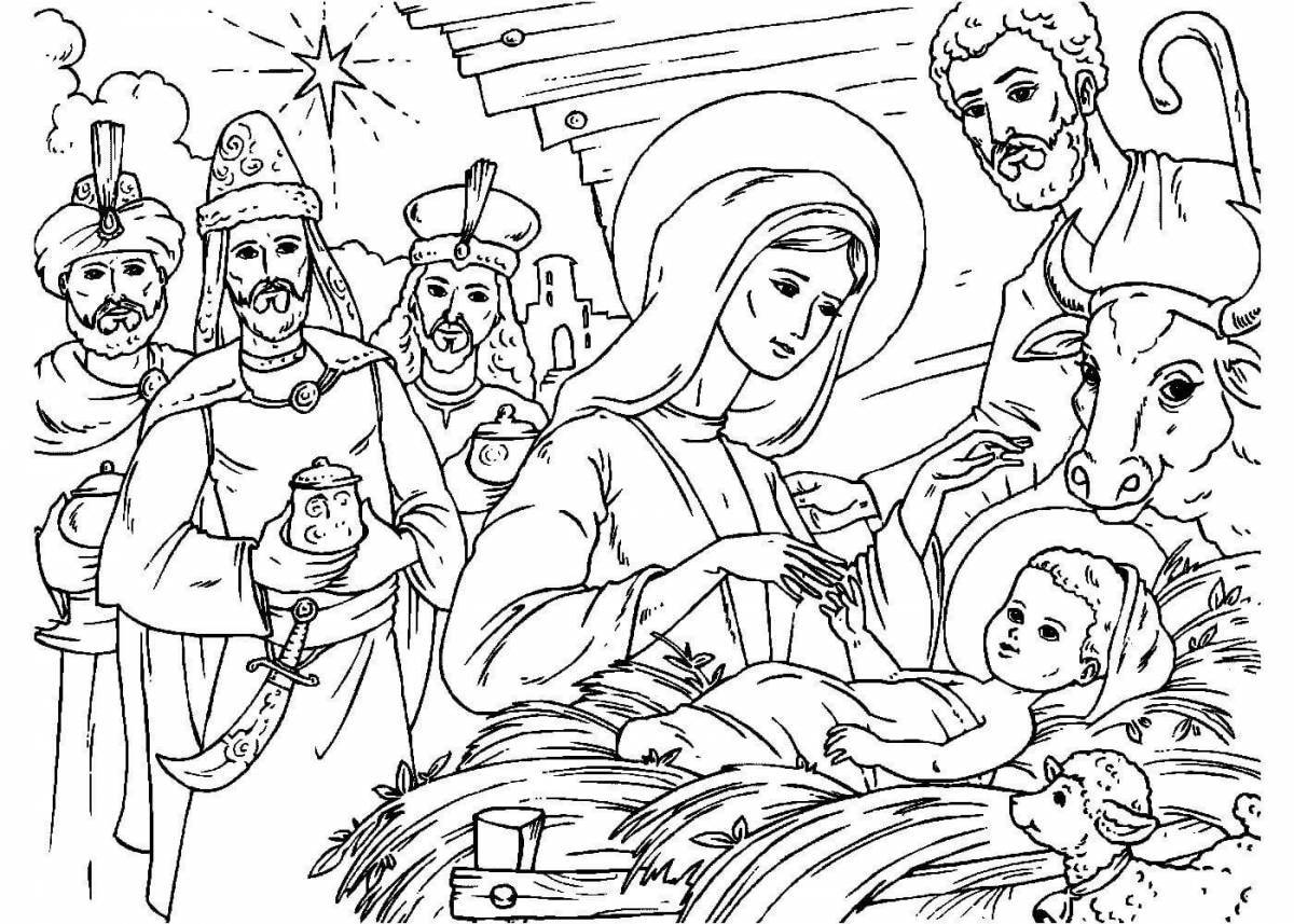 Раскраска Ангел и Рождество Христово