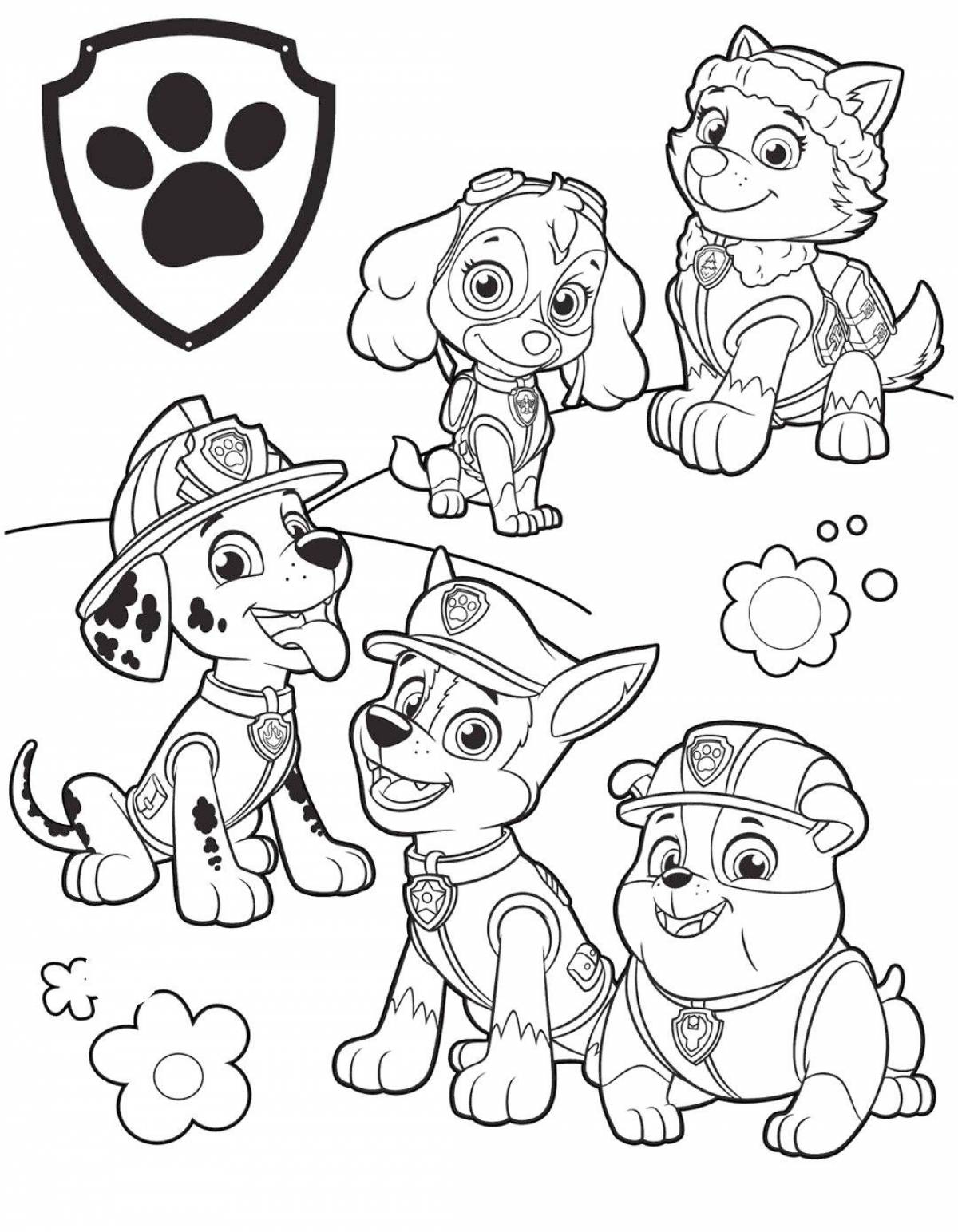 Забавная раскраска щенячий патруль для детей