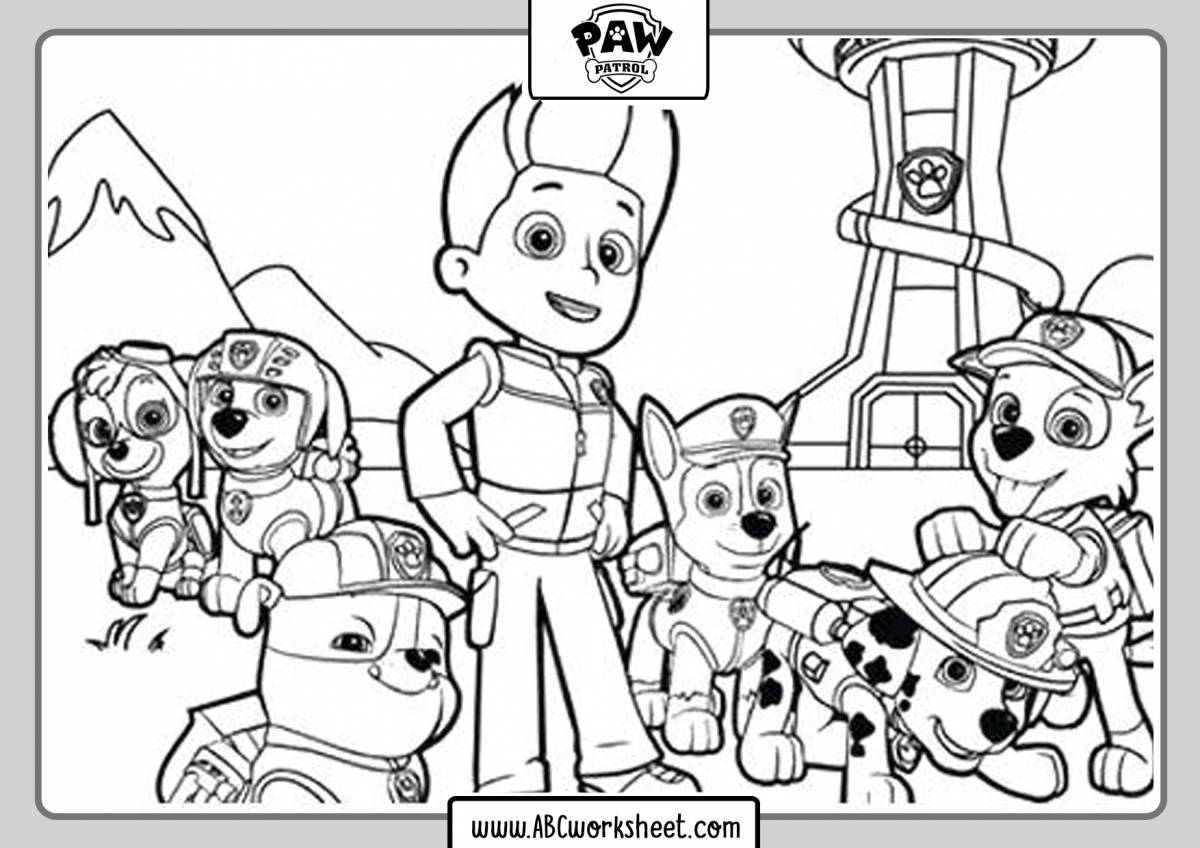 Fun coloring page paw patrol for kids