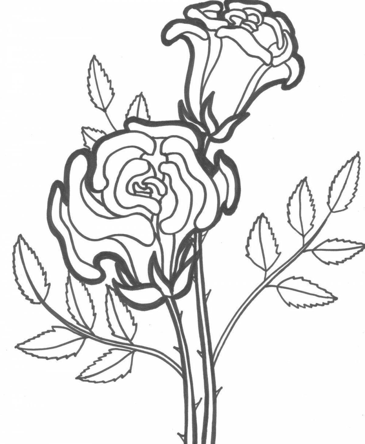 Serene rose coloring page