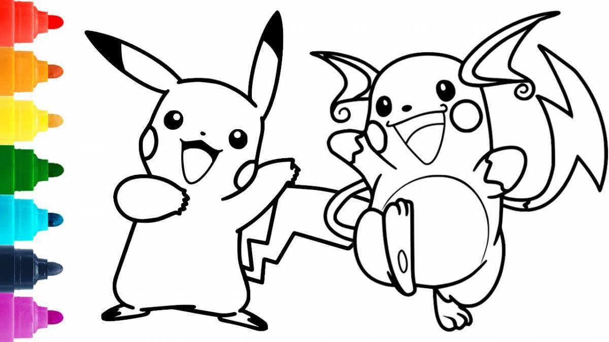 Playful pikachu coloring page for kids