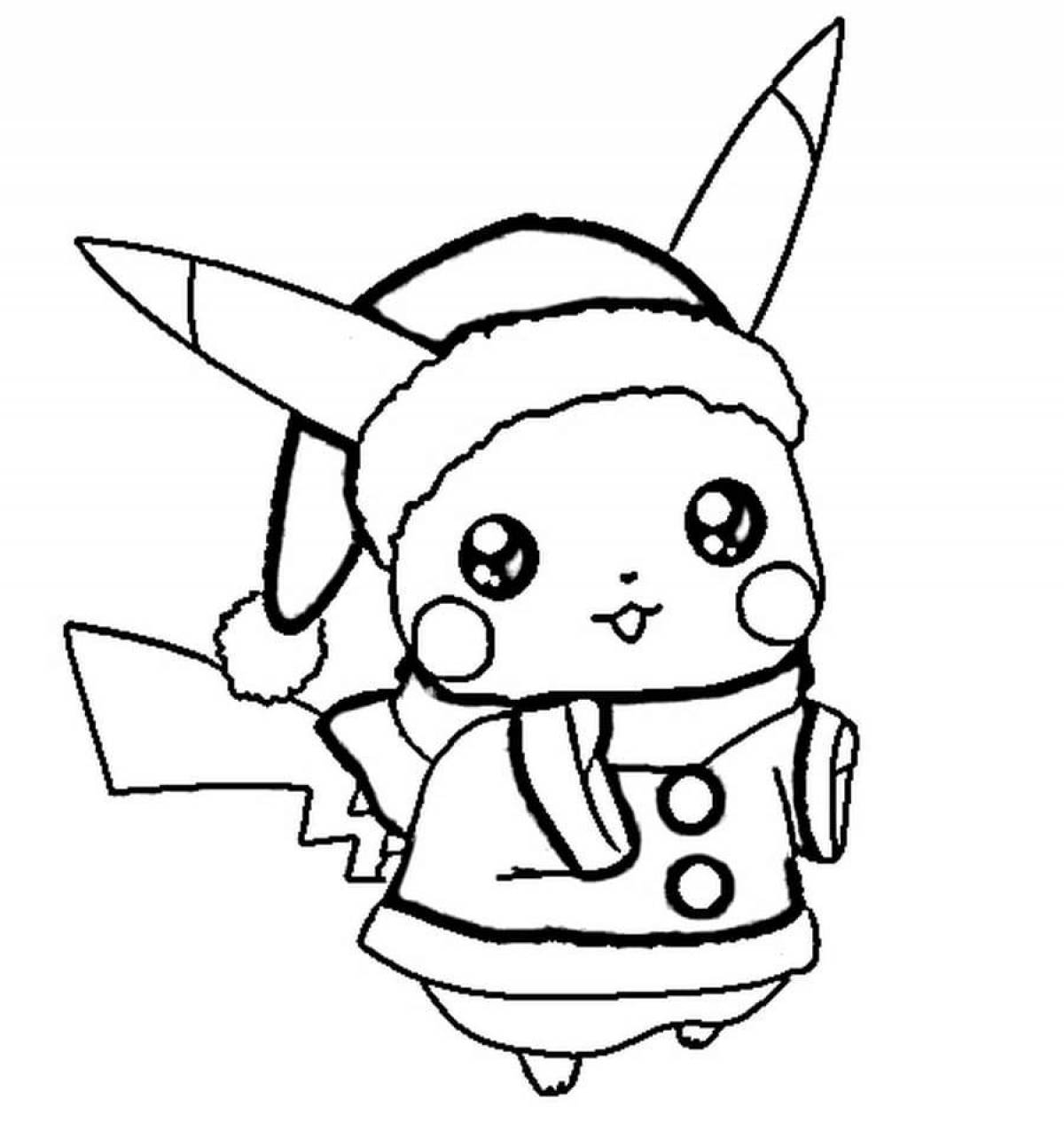 Happy pikachu coloring pages for kids