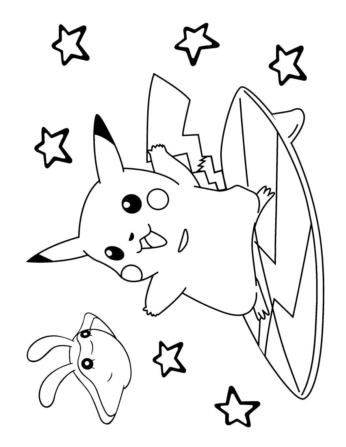 Joyful pikachu coloring pages for kids
