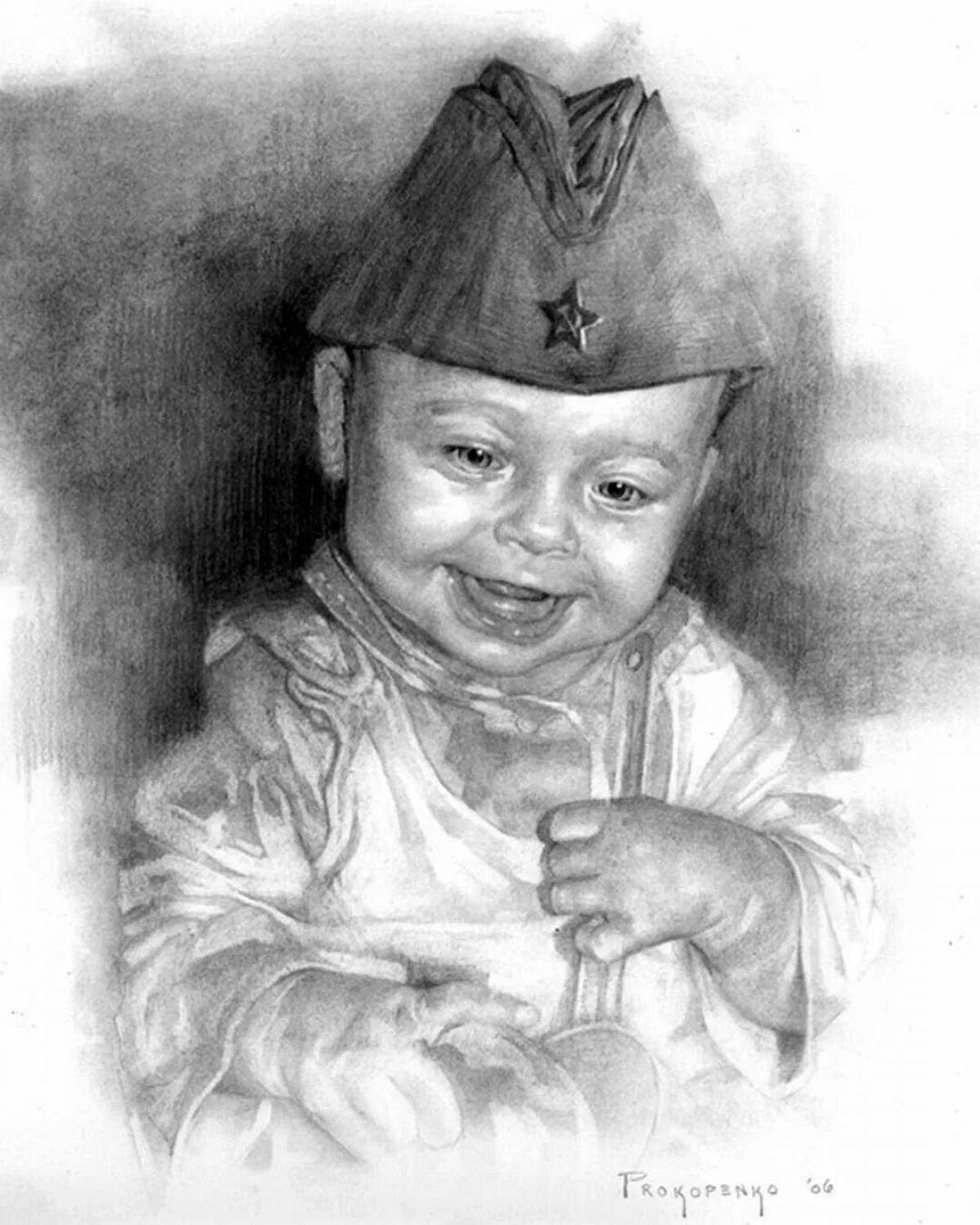 Сын полка раскраска. Портрет малыша карандашом. Дети нарисованные карандашом.