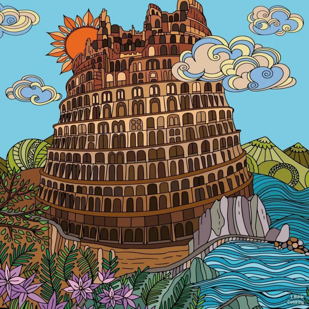 Вавилонская башня мозаика