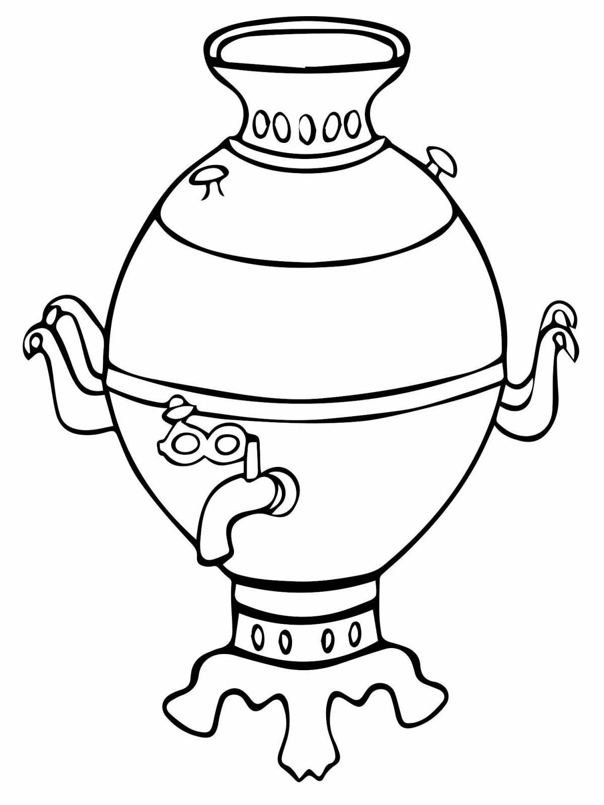 Coloring book beautiful Tula samovar