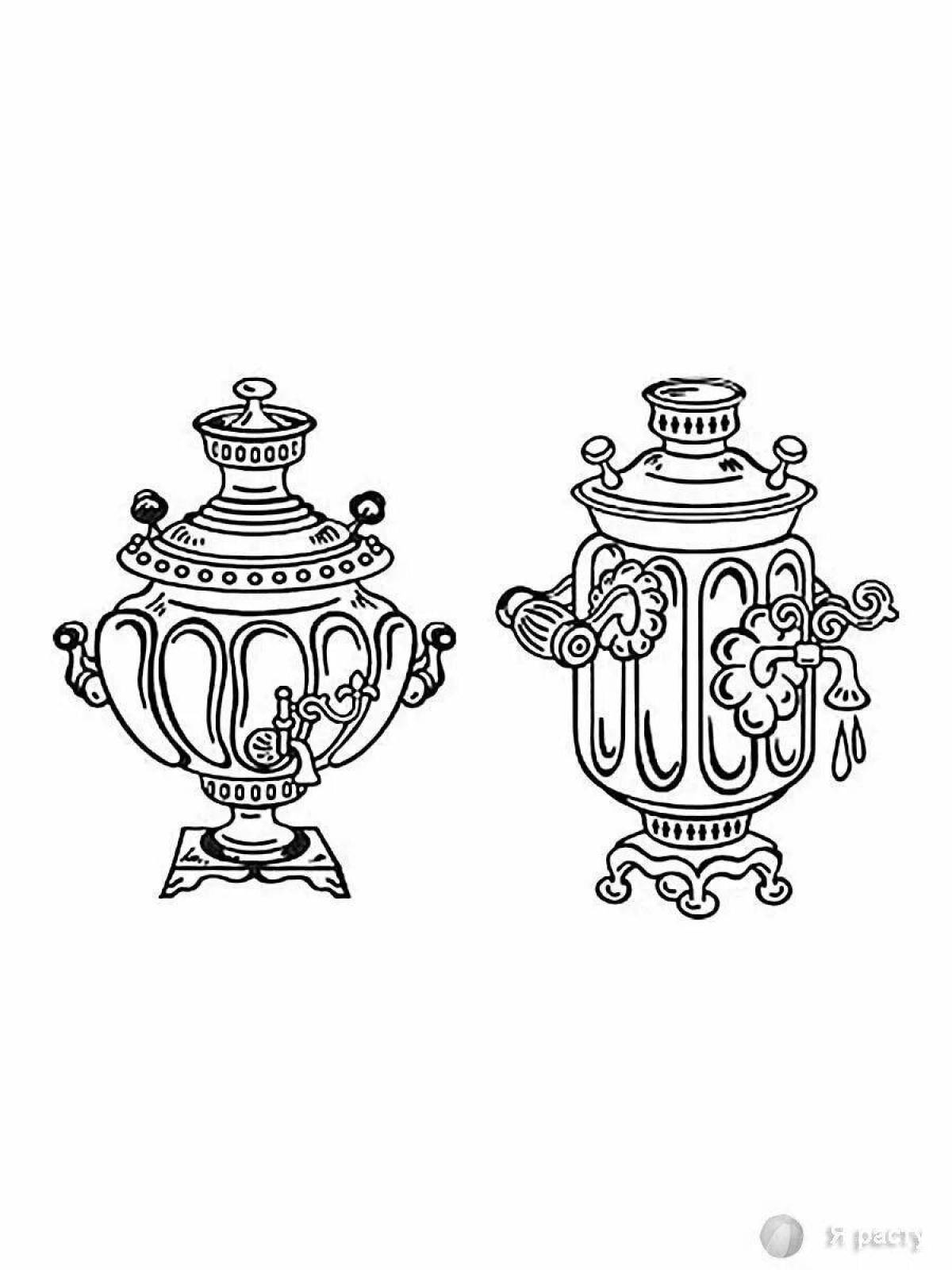 Fancy Tula samovar coloring book