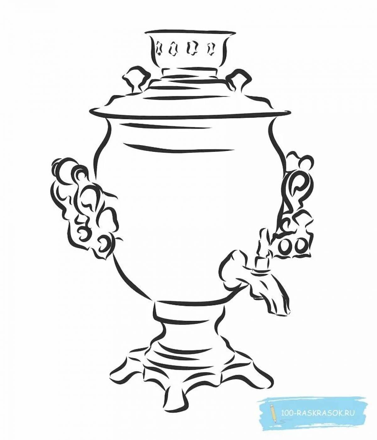 Coloring book elegant Tula samovar