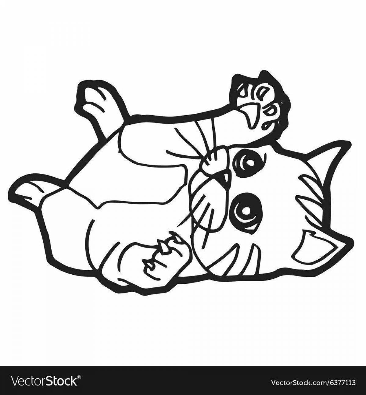 Laying cat coloring page