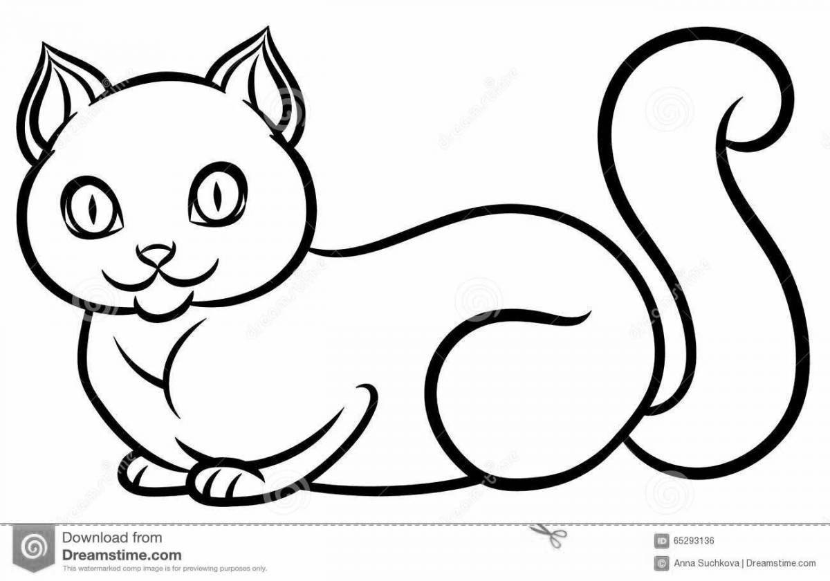 Coloring page serene cat lies