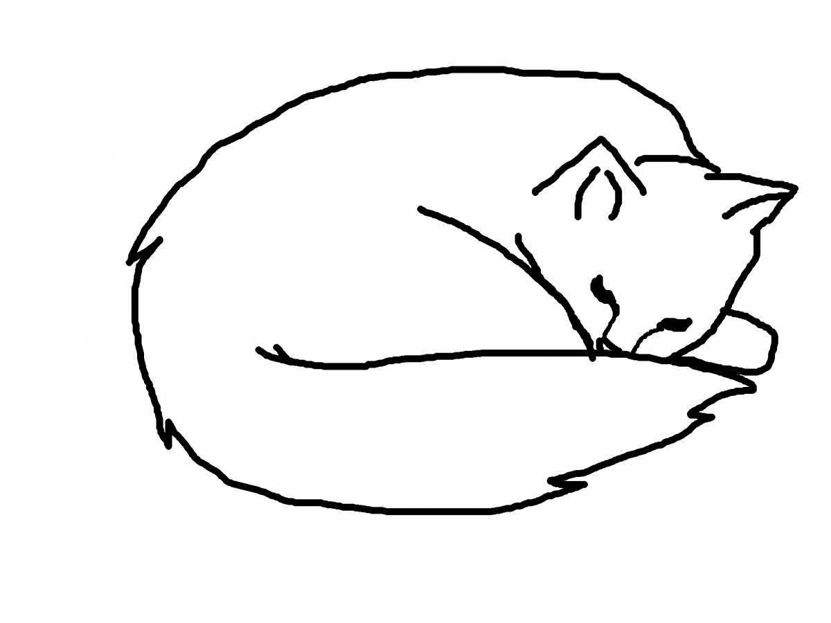 Раскраска дремлющий кот лежит