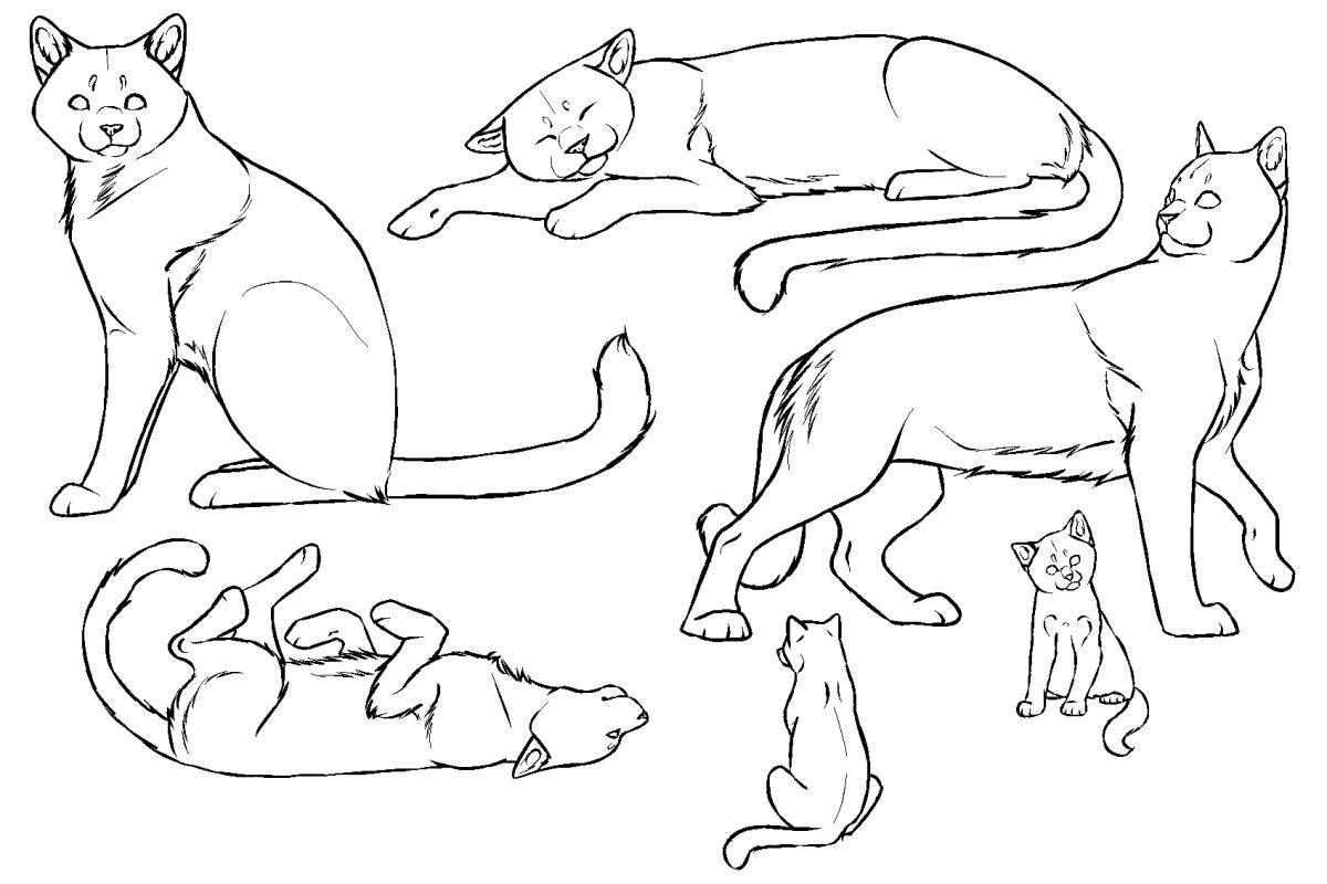 Раскраска лежащий прижавшийся кот