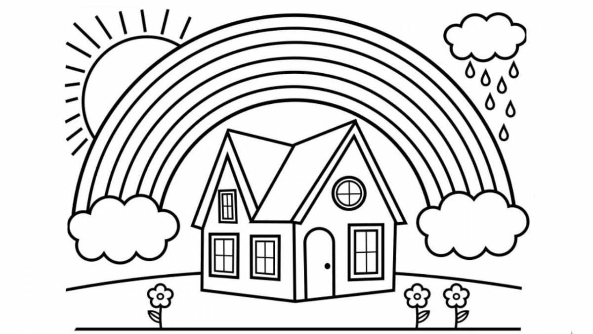 Coloring page dazzling house in junland