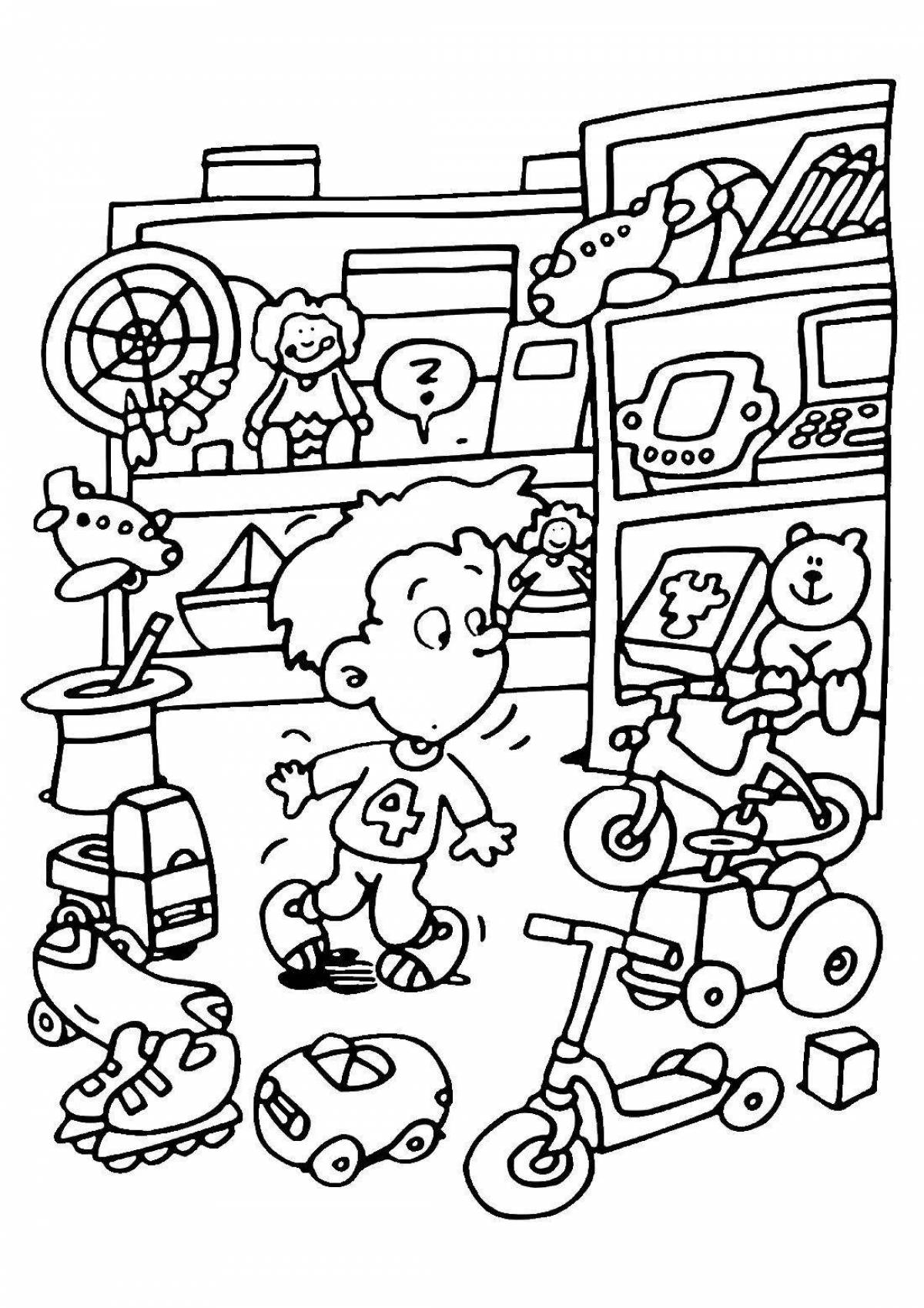 Fun toy factory coloring book