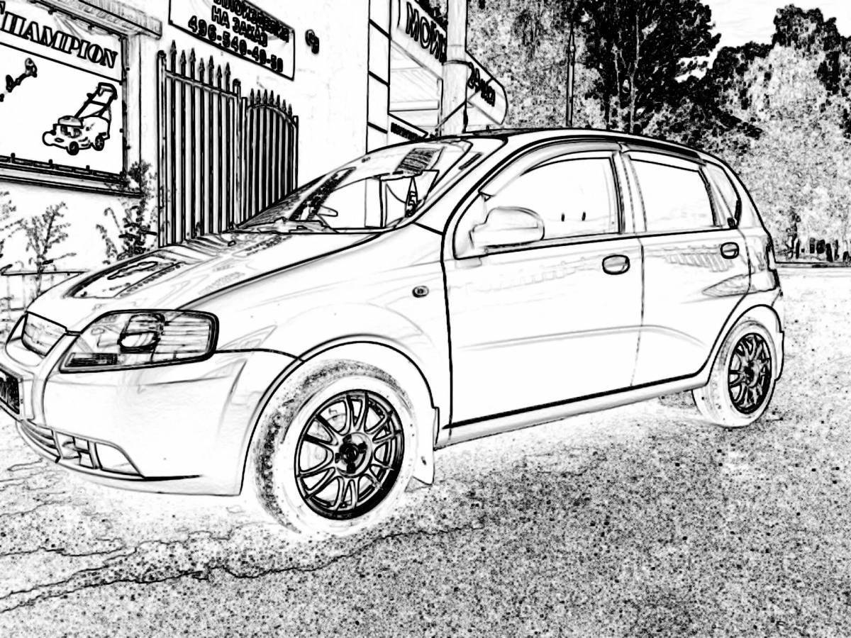 Chevrolet aveo bright coloring page