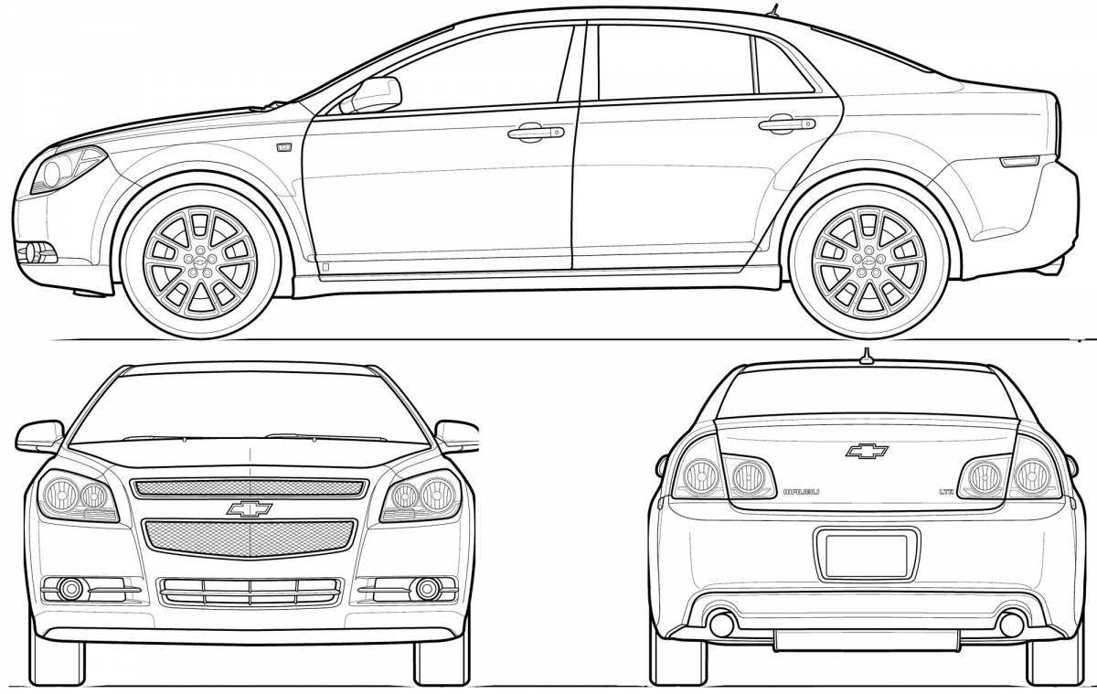 Игривая страница раскраски chevrolet aveo