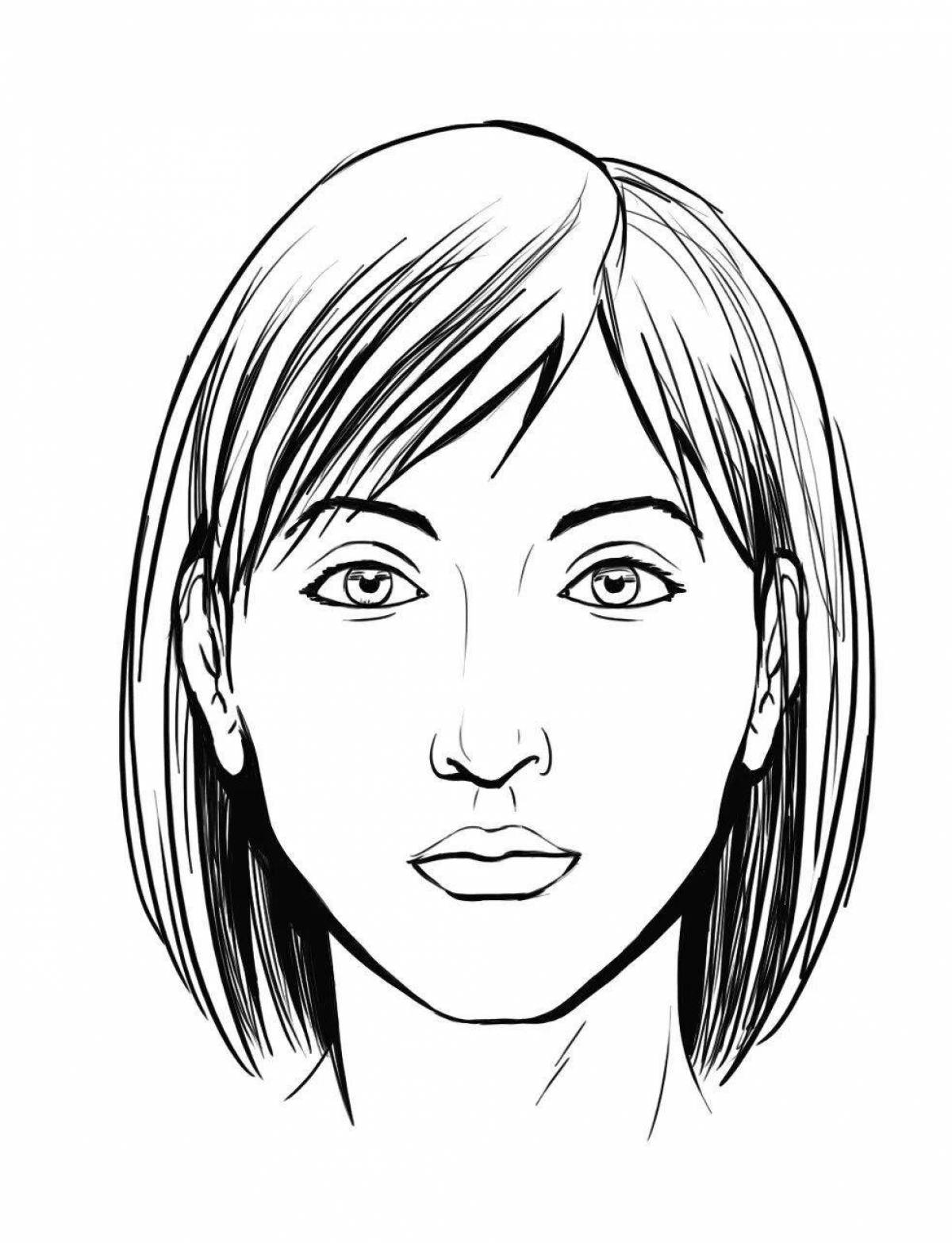 Colorful human face coloring page