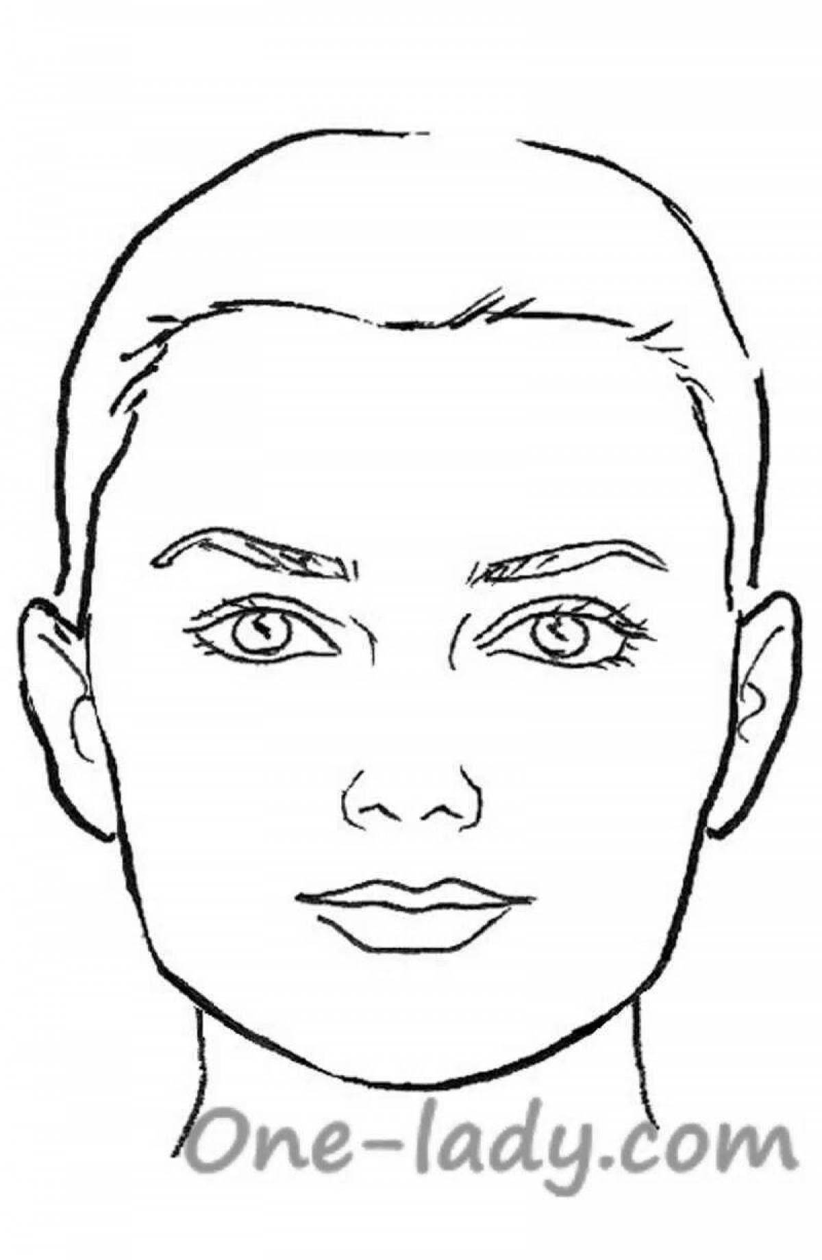 Living human face coloring page