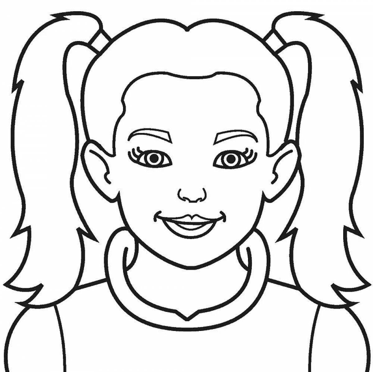 Cute human face coloring page