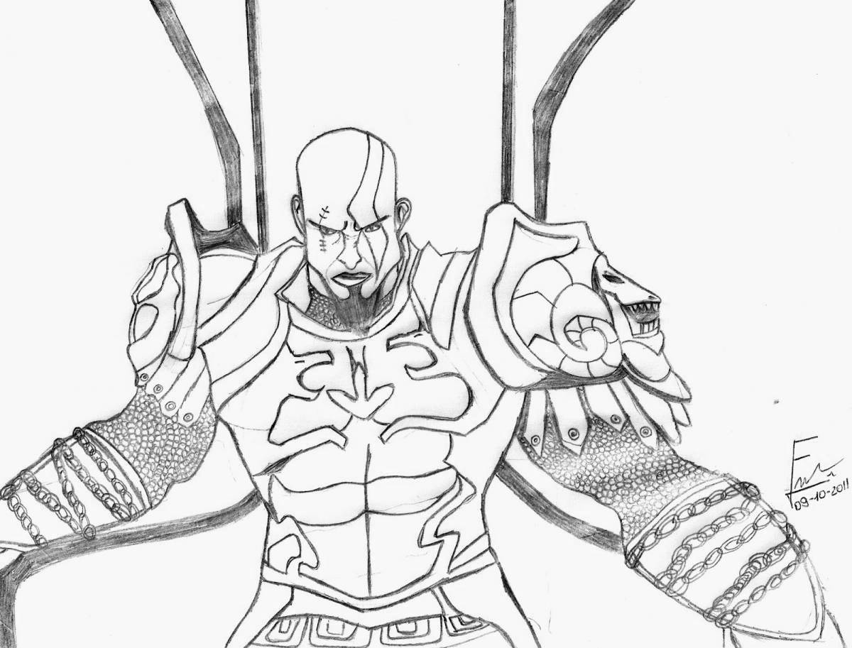 Daring god of war coloring page
