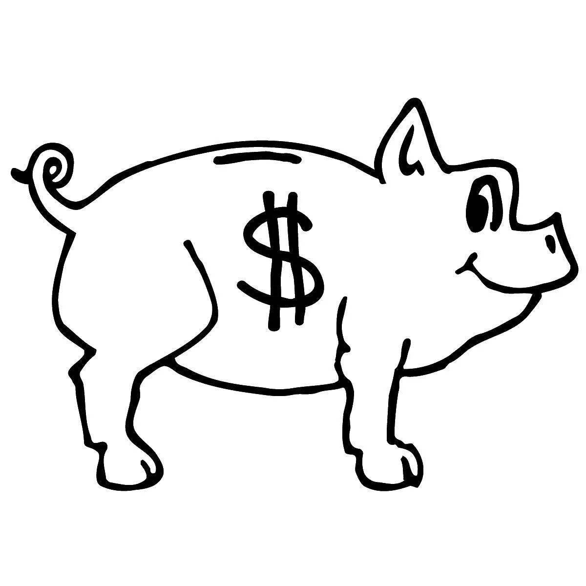 Sweet piggy bank coloring book