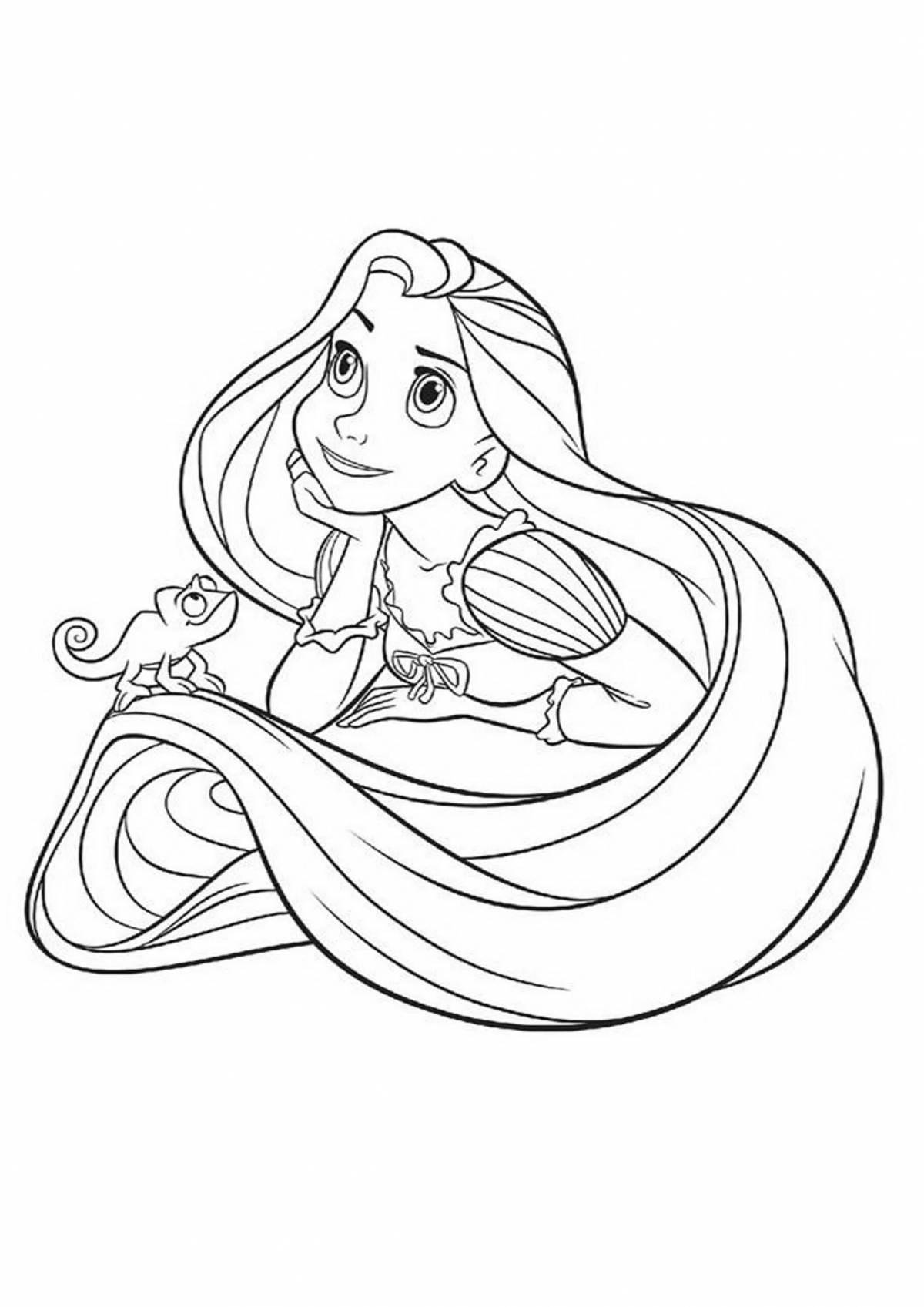 Beautiful coloring drawing of rapunzel