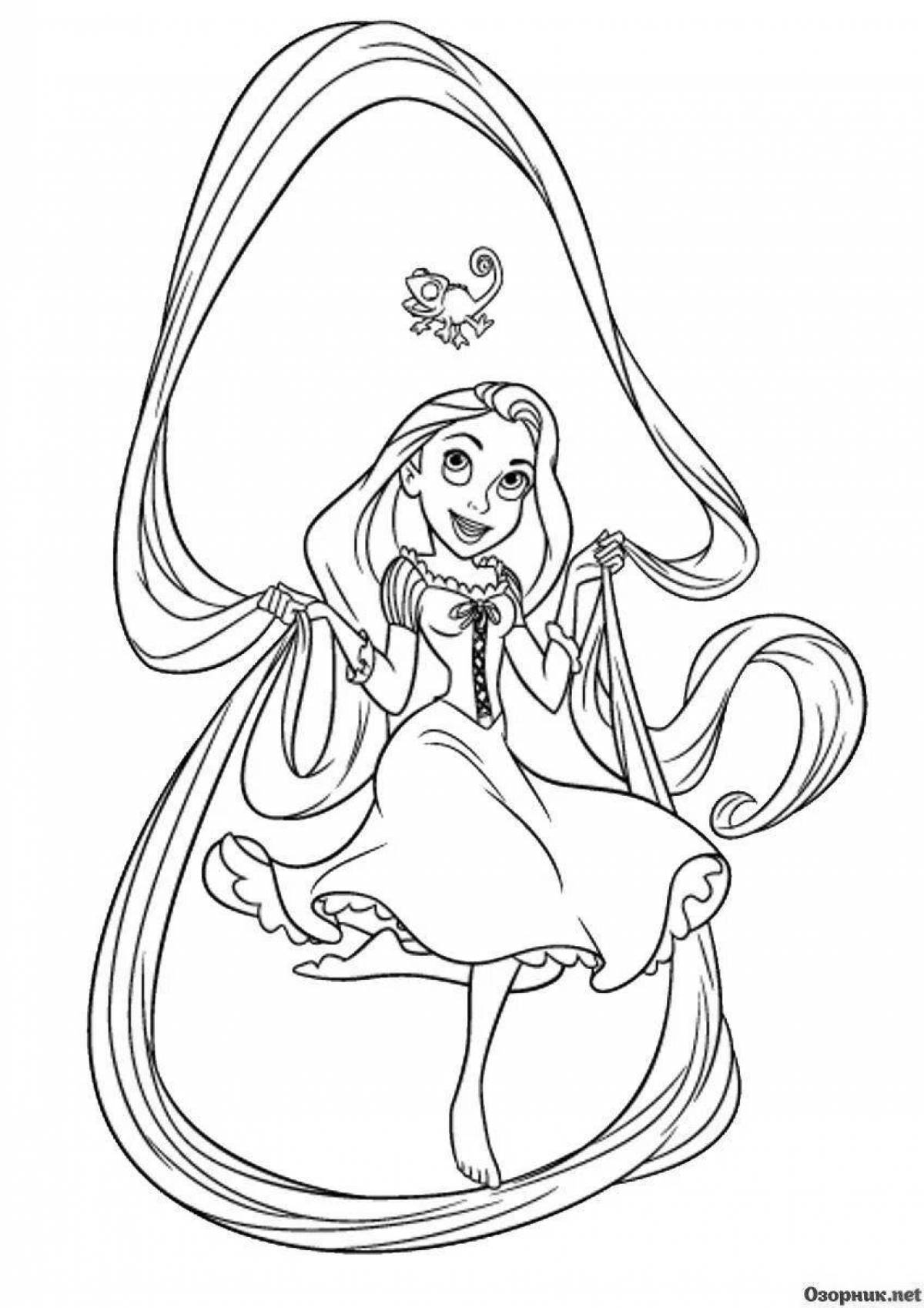 Elegant coloring drawing of rapunzel