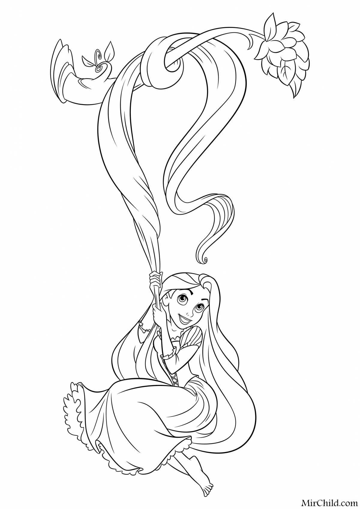 Spicy coloring drawing of rapunzel