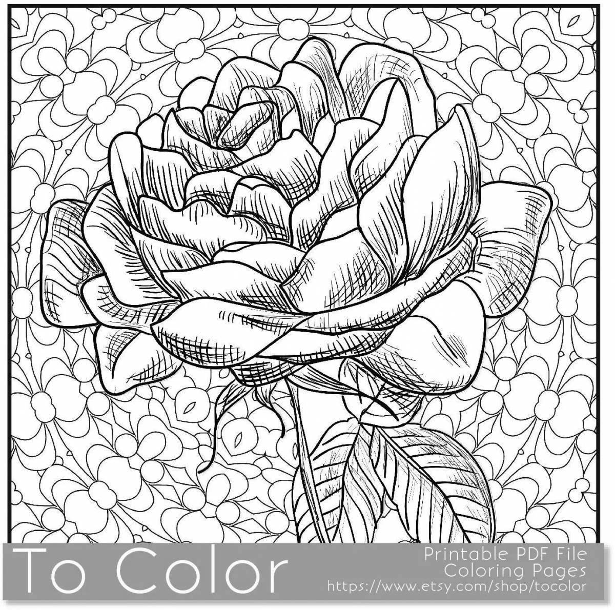 Очаровательная раскраска антистрессовые розы