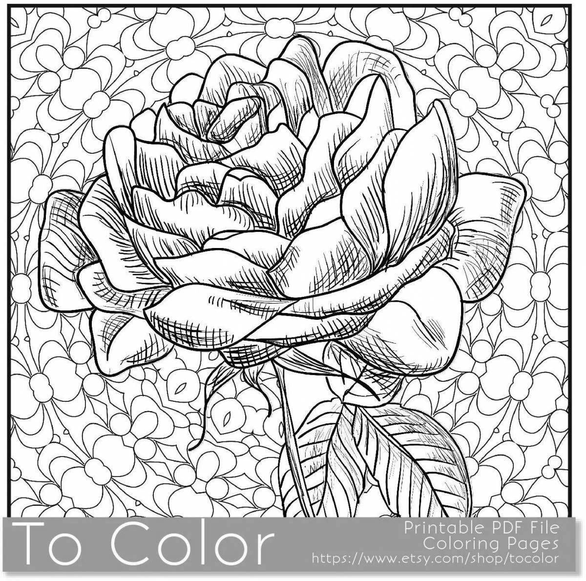 Photo Charming coloring anti-stress roses