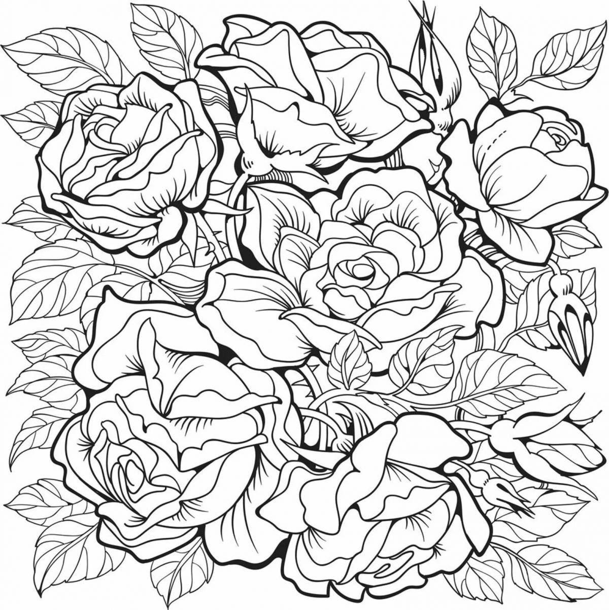 Beautiful coloring anti-stress roses