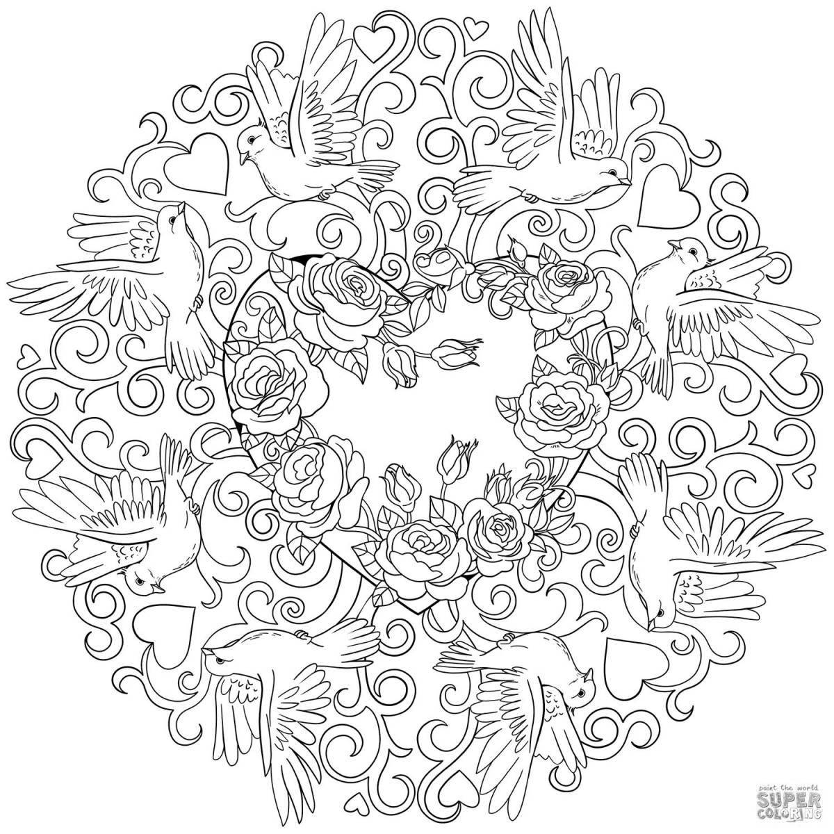 Serene coloring page anti-stress roses