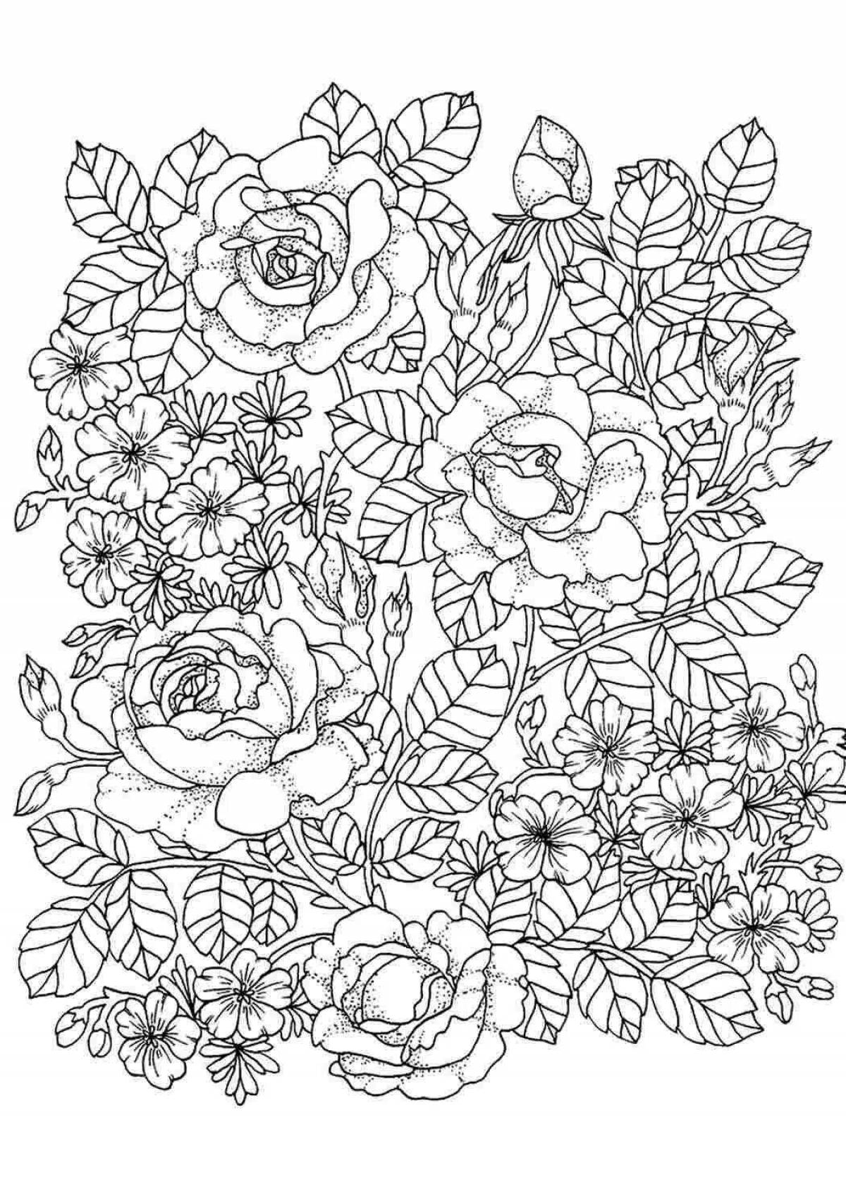 Peace coloring anti-stress roses