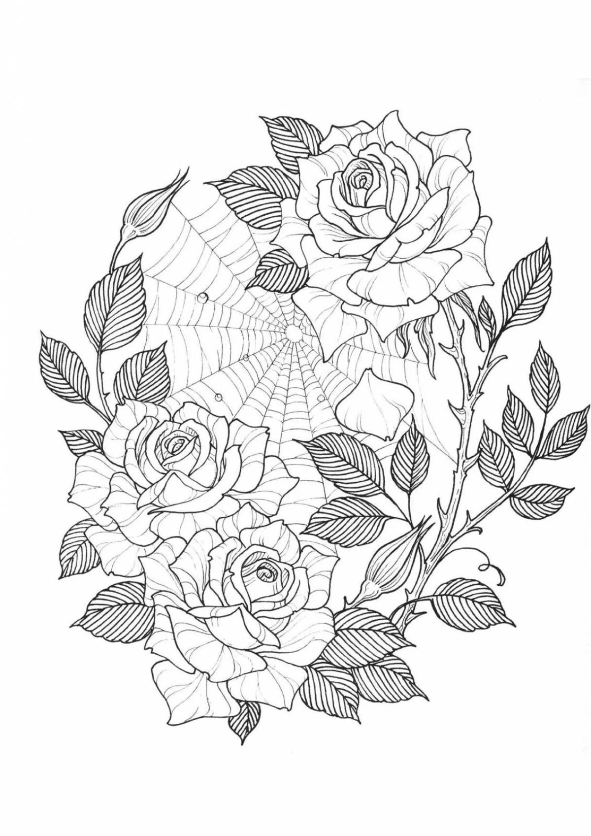 Fancy coloring anti-stress roses