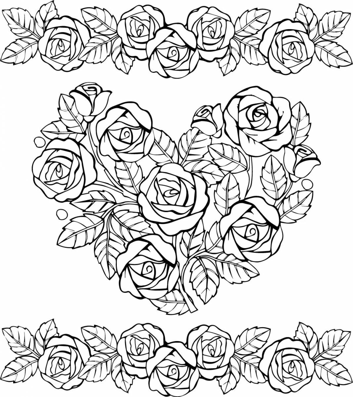 Чудесная раскраска антистрессовые розы