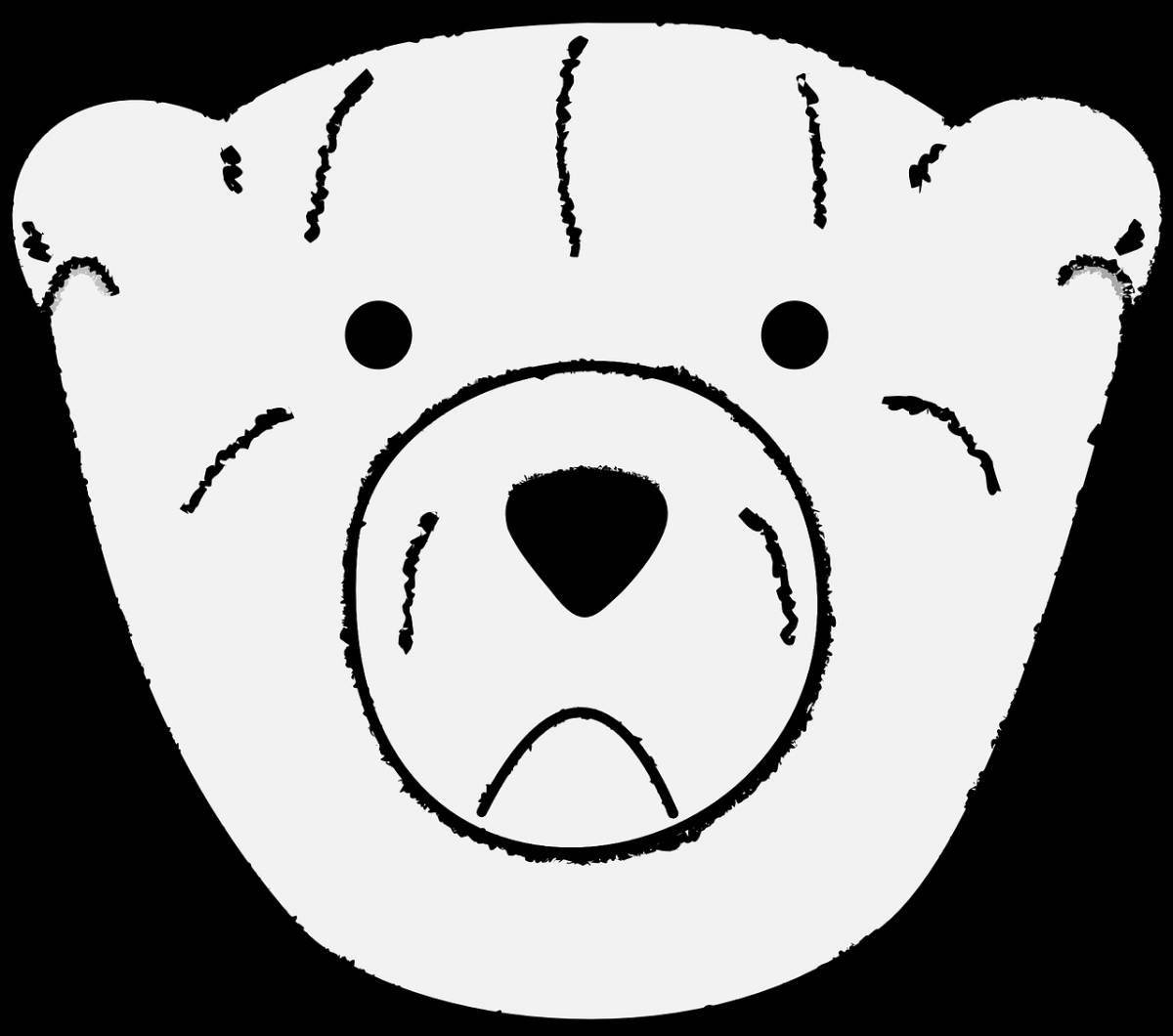 Coloring head of a joyful bear