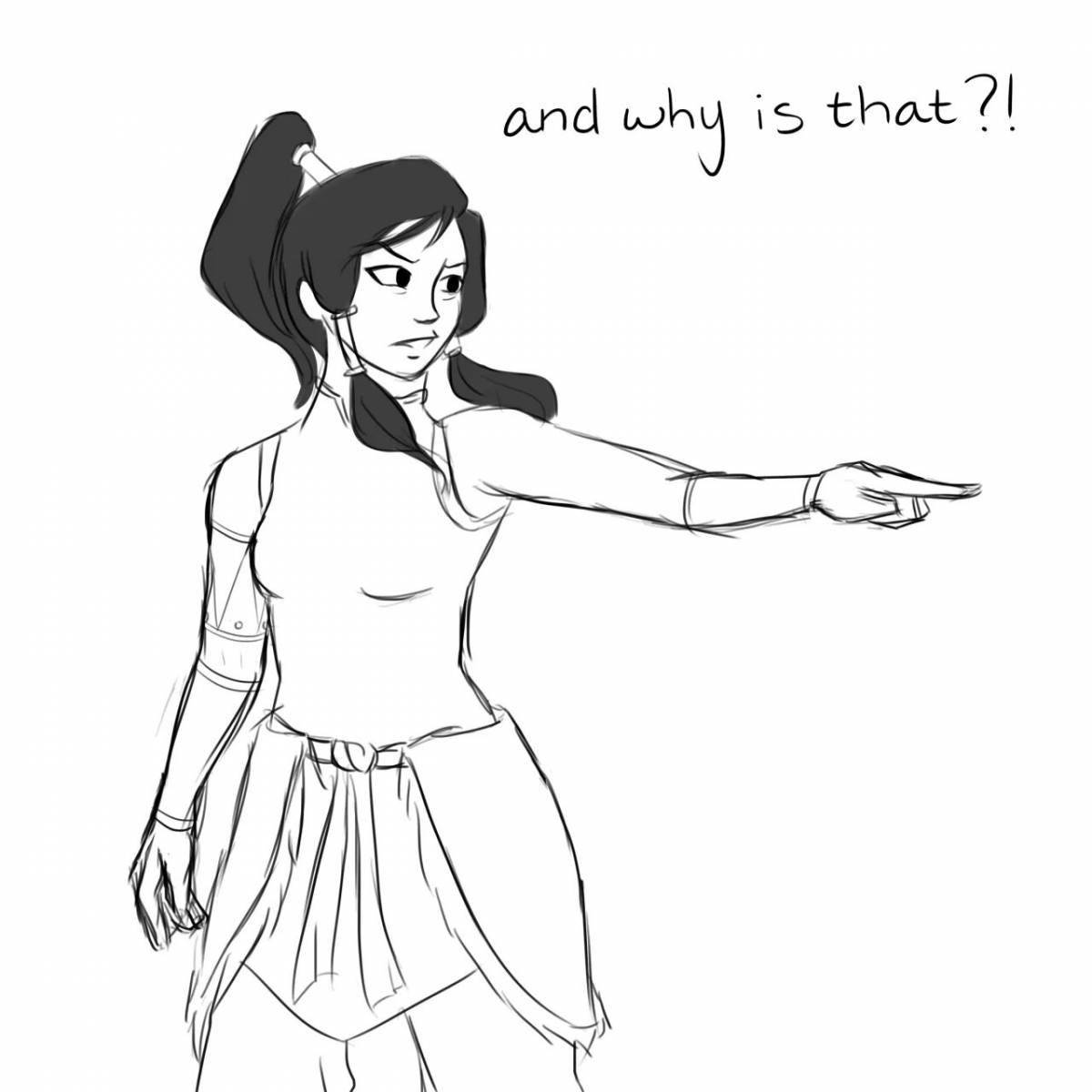 Intricate korra avatar coloring page